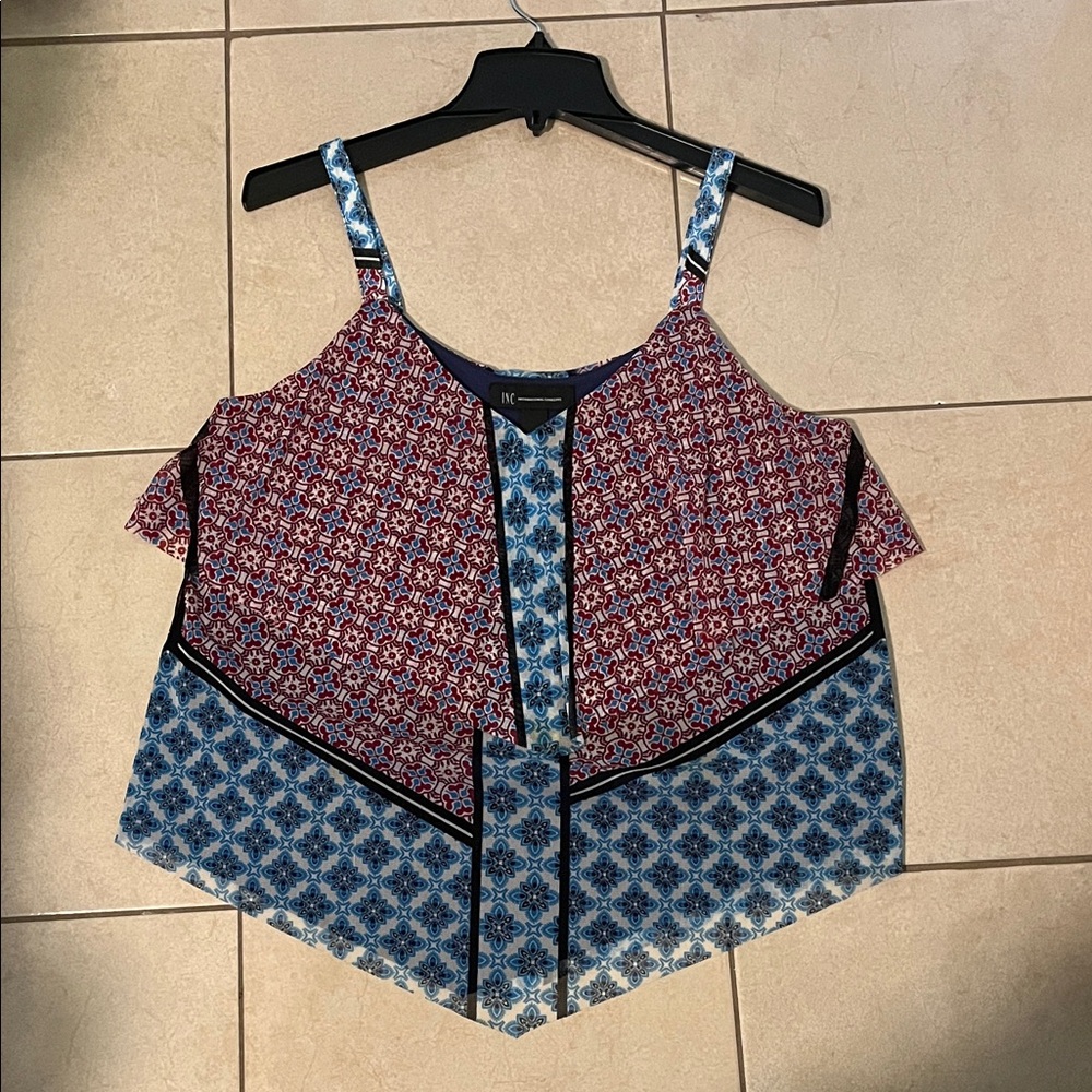 DKNY Red and Blue Patterned Camisole